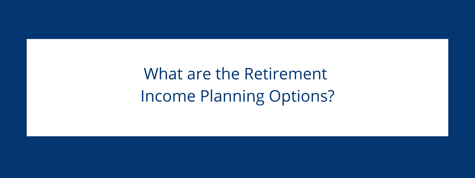 What are the Retirement Income Planning Options?