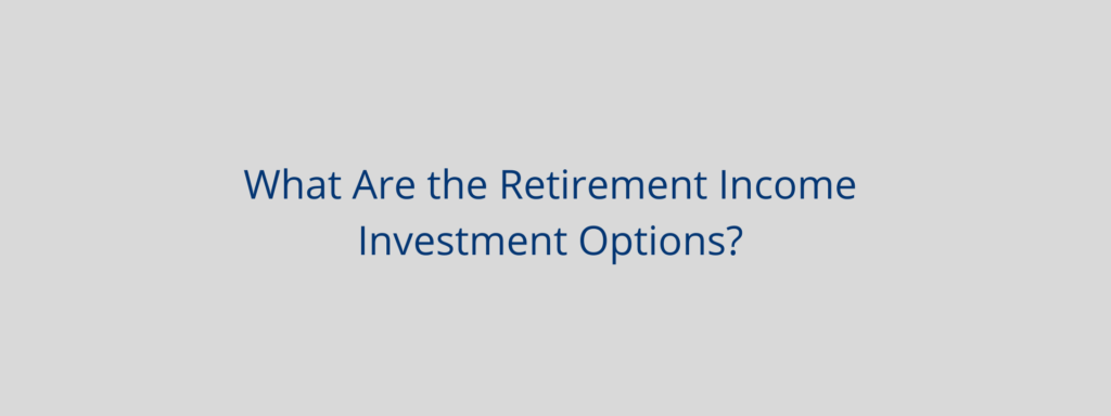 Retirement Income Investment Options