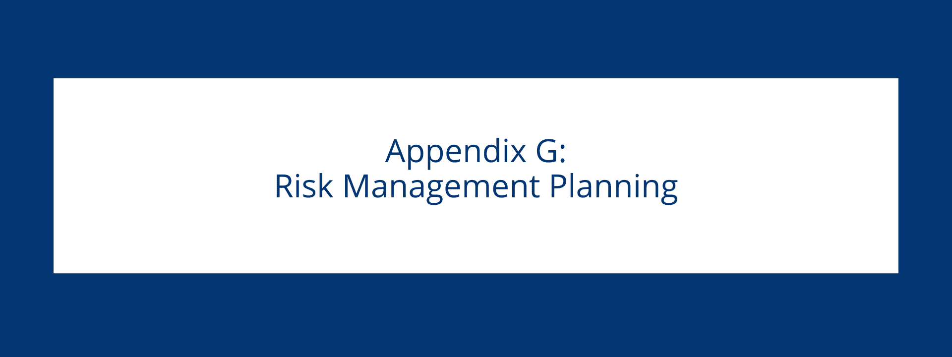 Risk Management Planning